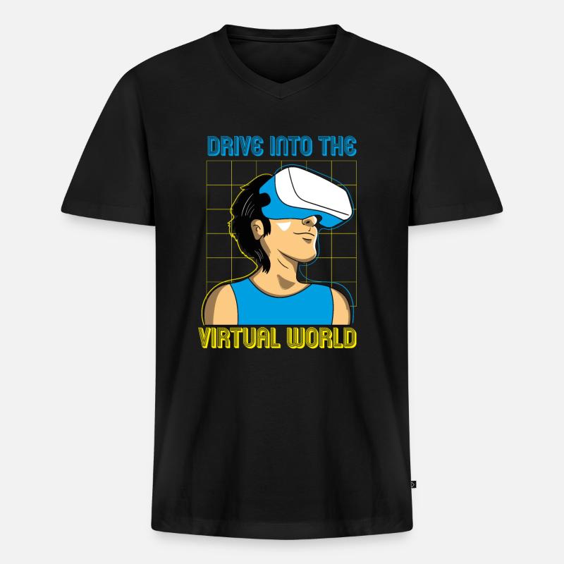 VR Brille Virtual Reality Gaming - Männer Premium Bio T-Shirt mit V-Ausschnitt - Schwarz