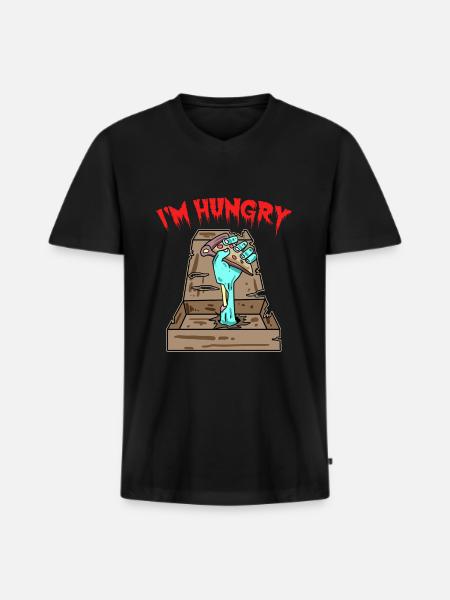Pizza Zombie j'ai faim - T-shirt encolure en V Premium bio Homme - noir