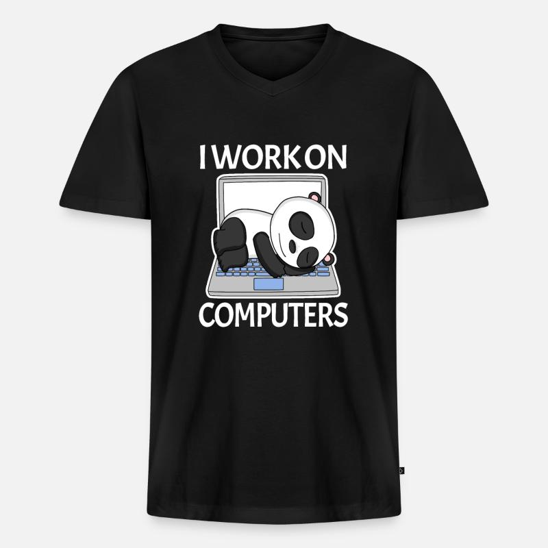 Computer Nerd Programmierer Herren Geschenk - Männer Premium Bio T-Shirt mit V-Ausschnitt - Schwarz