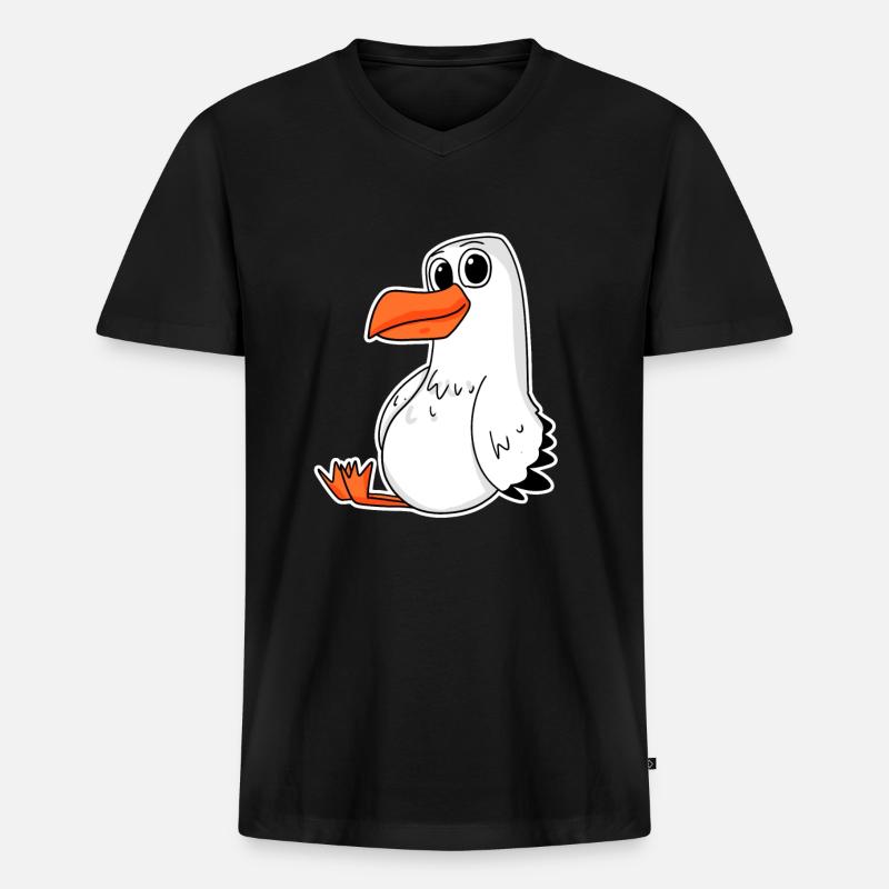 Möwe - Männer Premium Bio T-Shirt mit V-Ausschnitt - Schwarz