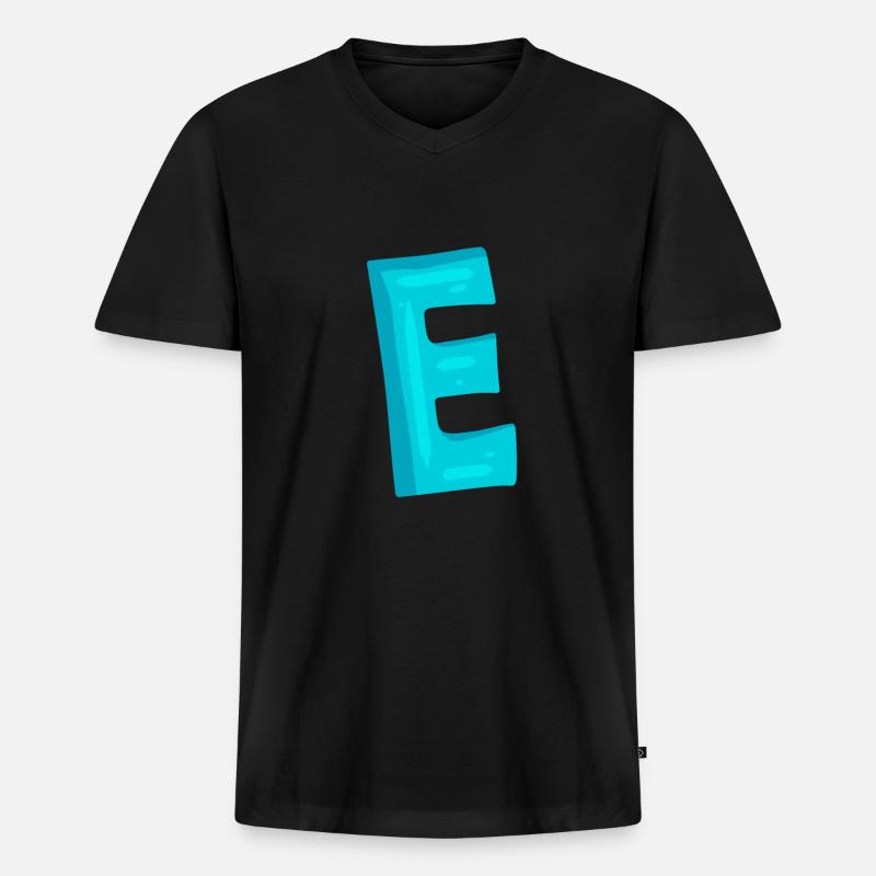 Anfangsbuchstabe E Buchstabe - Männer Premium Bio T-Shirt mit V-Ausschnitt - Schwarz
