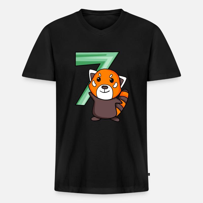 Roter Panda - Männer Premium Bio T-Shirt mit V-Ausschnitt - Schwarz