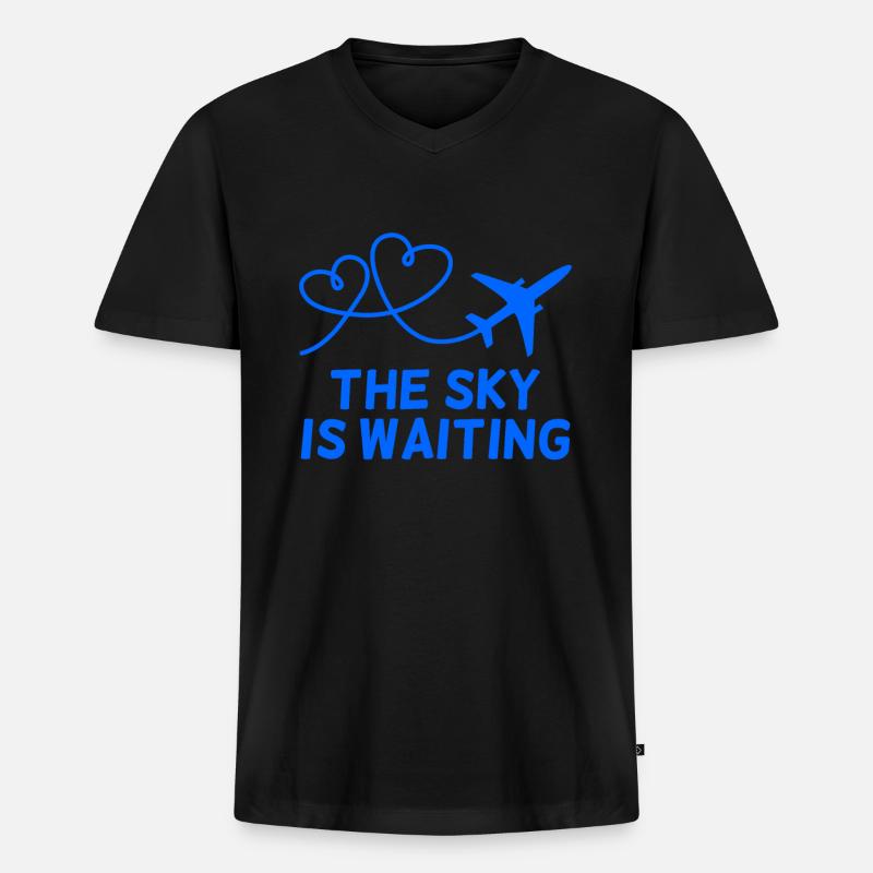 Flugzeug Pilot Spruch Geschenk - Männer Premium Bio T-Shirt mit V-Ausschnitt - Schwarz
