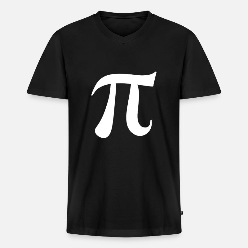 Pi Zeichen weiß Symbol - Männer Premium Bio T-Shirt mit V-Ausschnitt - Schwarz