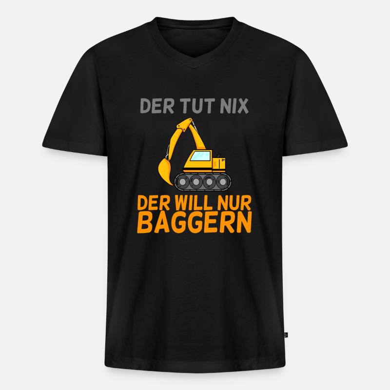 Bagger Baggern - Männer Premium Bio T-Shirt mit V-Ausschnitt - Schwarz