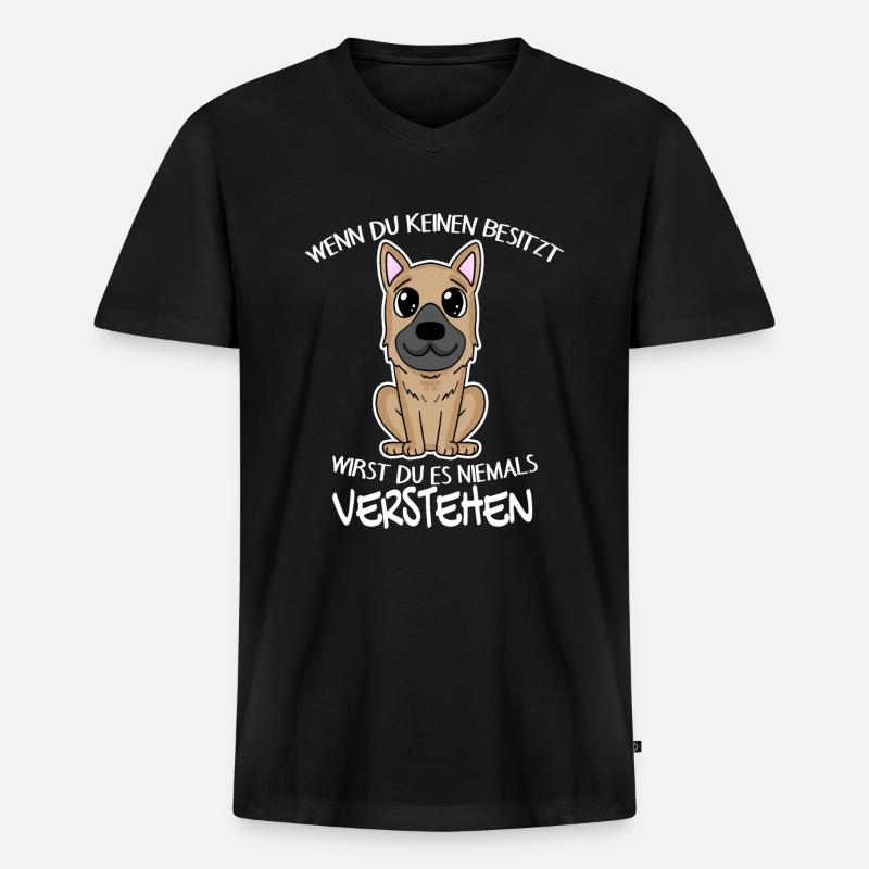 Deutscher Schäferhund - Männer Premium Bio T-Shirt mit V-Ausschnitt - Schwarz
