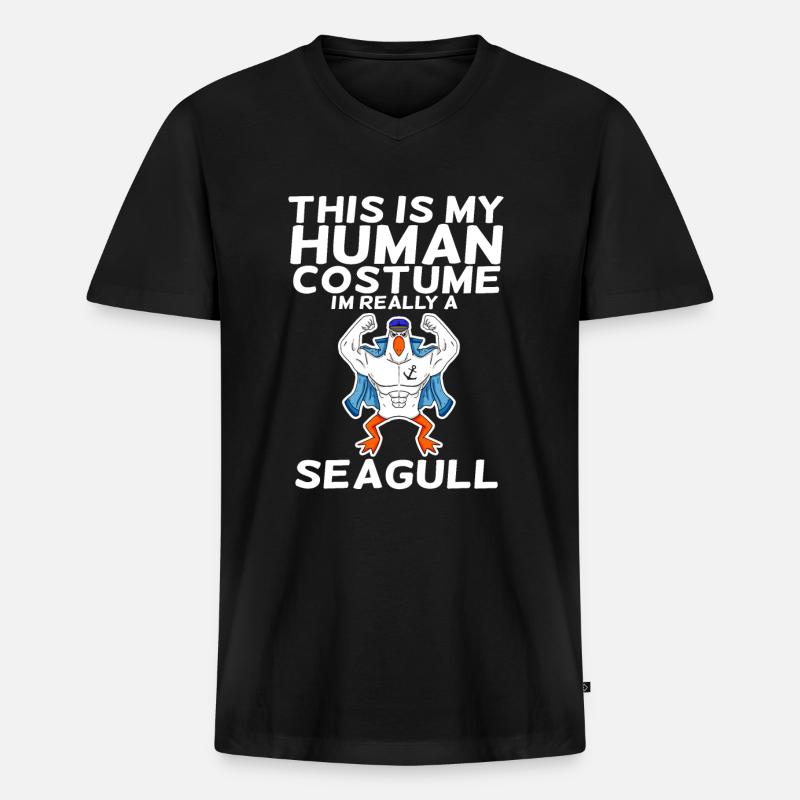Möwe - Männer Premium Bio T-Shirt mit V-Ausschnitt - Schwarz