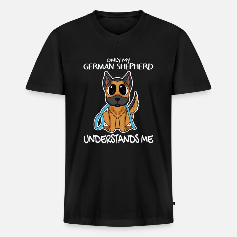 Deutscher Schäferhund - Männer Premium Bio T-Shirt mit V-Ausschnitt - Schwarz