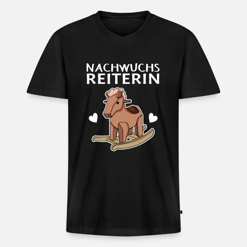 Reiterin Nachwuchs Pferd - Männer Premium Bio T-Shirt mit V-Ausschnitt - Schwarz