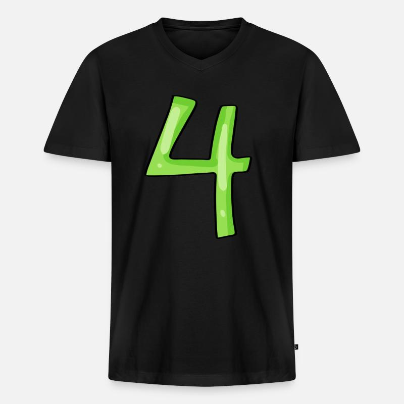 Numero 4 Verde - Maglietta ecologica premium da uomo con scollo a V - nero