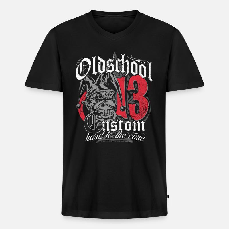 Oldschool Custom - Männer Premium Bio T-Shirt mit V-Ausschnitt - Schwarz