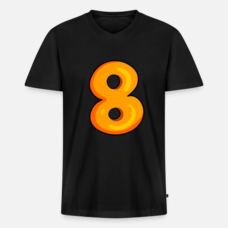 Nummer 8 - Zahl 8 - Männer Premium Bio T-Shirt mit V-Ausschnitt - Schwarz