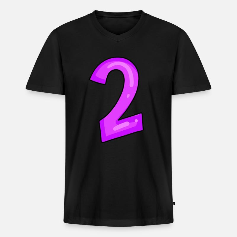 Zwei - Nummer 2 - Männer Premium Bio T-Shirt mit V-Ausschnitt - Schwarz