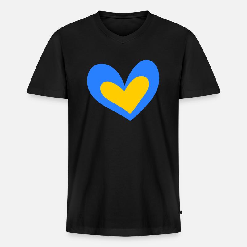 Ukraine Herz - Männer Premium Bio T-Shirt mit V-Ausschnitt - Schwarz