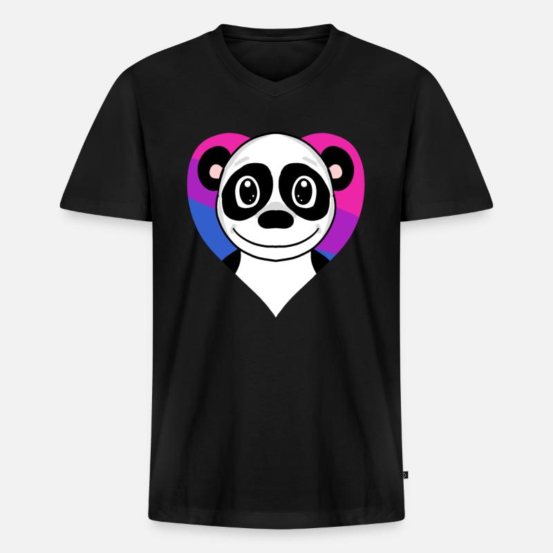 Bisexuell Panda Geschenk - Männer Premium Bio T-Shirt mit V-Ausschnitt - Schwarz