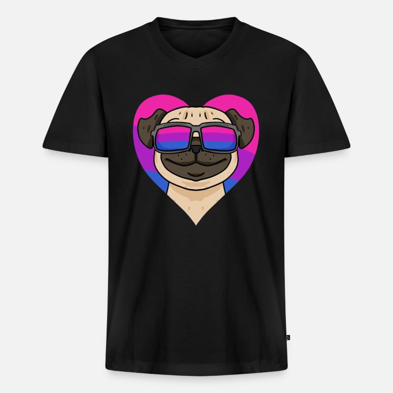 Bisexuell Mops Hund Geschenk - Männer Premium Bio T-Shirt mit V-Ausschnitt - Schwarz