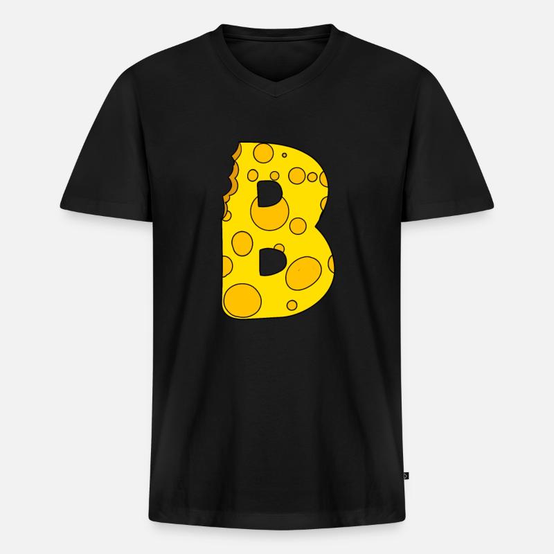 Buchstabe B - Männer Premium Bio T-Shirt mit V-Ausschnitt - Schwarz