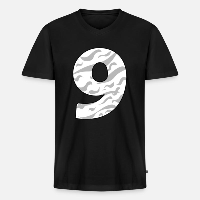 NEUN - 9 - Männer Premium Bio T-Shirt mit V-Ausschnitt - Schwarz