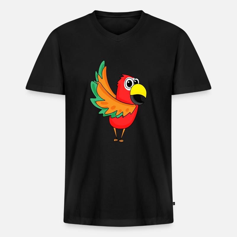 Papagei Dschungel - Männer Premium Bio T-Shirt mit V-Ausschnitt - Schwarz