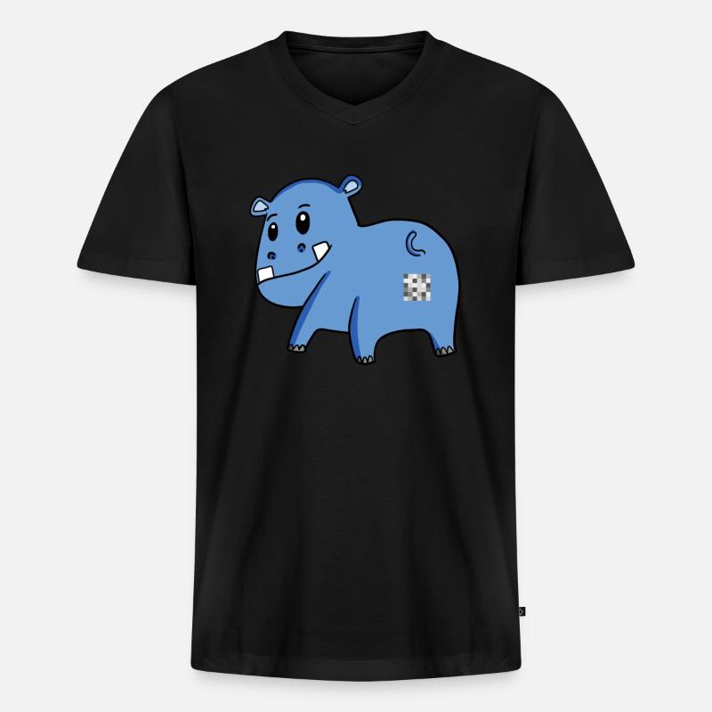 Nilpferd Arsch - Nilpferd Hintern - Männer Premium Bio T-Shirt mit V-Ausschnitt - Schwarz