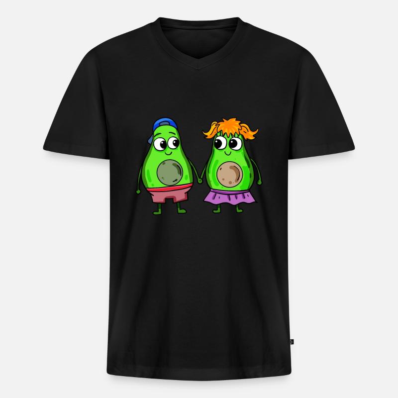 Avocado Paar - Männer Premium Bio T-Shirt mit V-Ausschnitt - Schwarz