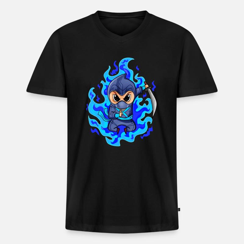 Ninja - Männer Premium Bio T-Shirt mit V-Ausschnitt - Schwarz