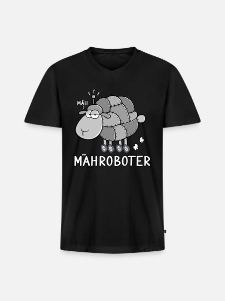 Mähroboter - Männer Premium Bio T-Shirt mit V-Ausschnitt - Schwarz