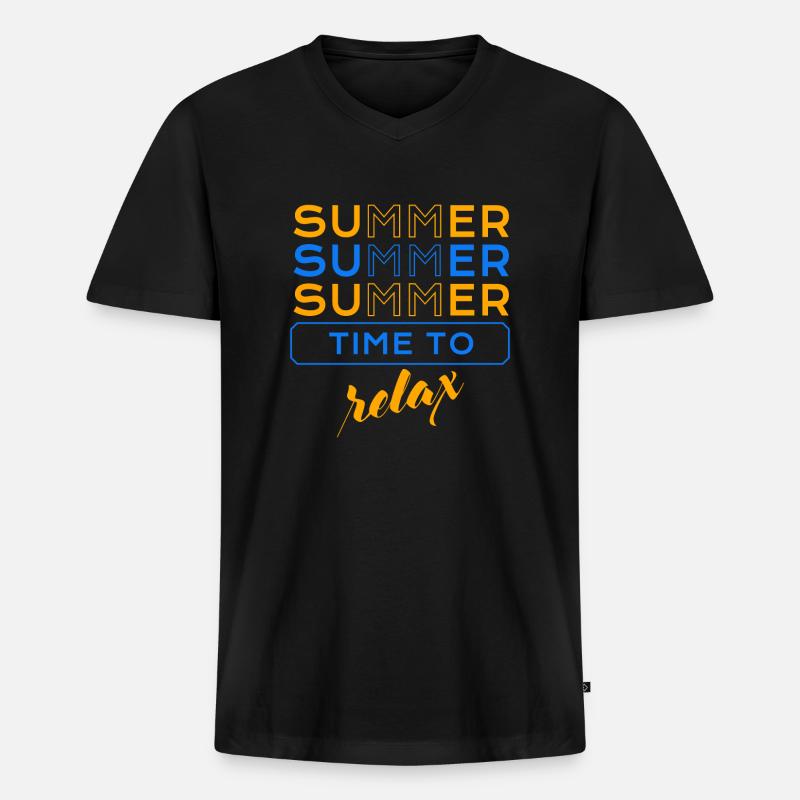 Summer Time to relax EV - Männer Premium Bio T-Shirt mit V-Ausschnitt - Schwarz