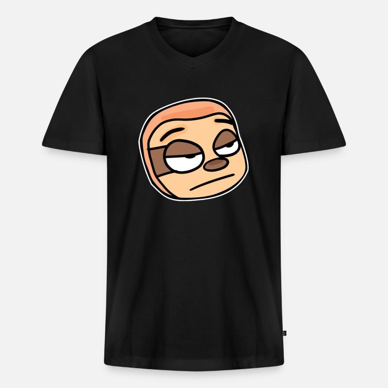 Faultier Kopf Tier - Männer Premium Bio T-Shirt mit V-Ausschnitt - Schwarz