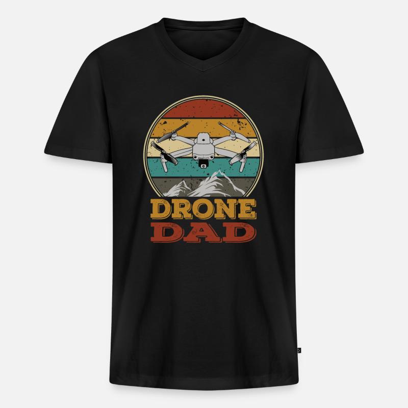Droner Papa Copter FPV UAS Pilot Drone Far Far Daddy - Premium økologisk T-shirt med V-hals til mænd - sort