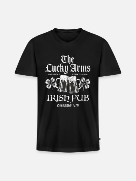 Lucky Arms Irish Pub - Men's Premium Organic T-shirt with V-neck - black