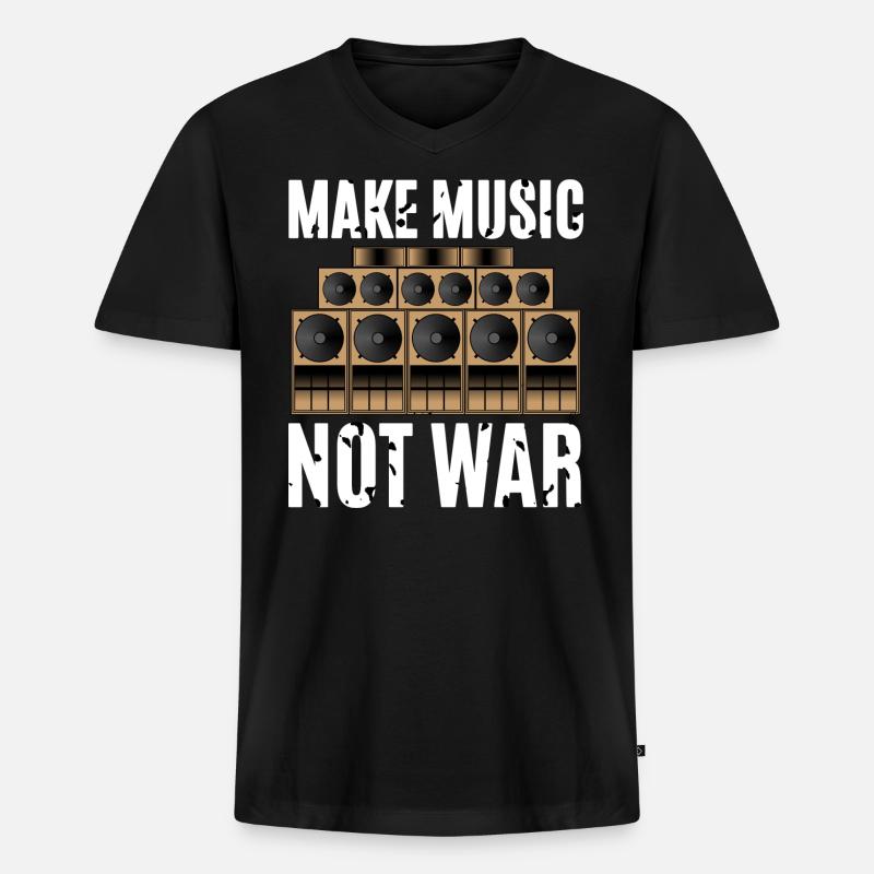 Make Music Not War - Männer Premium Bio T-Shirt mit V-Ausschnitt - Schwarz