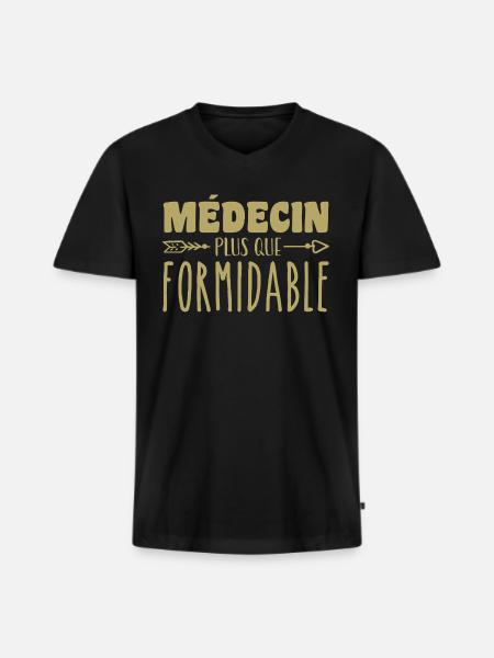 Médecin plus que formidable - T-shirt encolure en V Premium bio Homme - noir