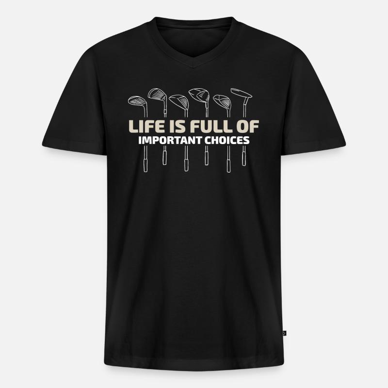 Golf Golfschläger - Männer Premium Bio T-Shirt mit V-Ausschnitt - Schwarz
