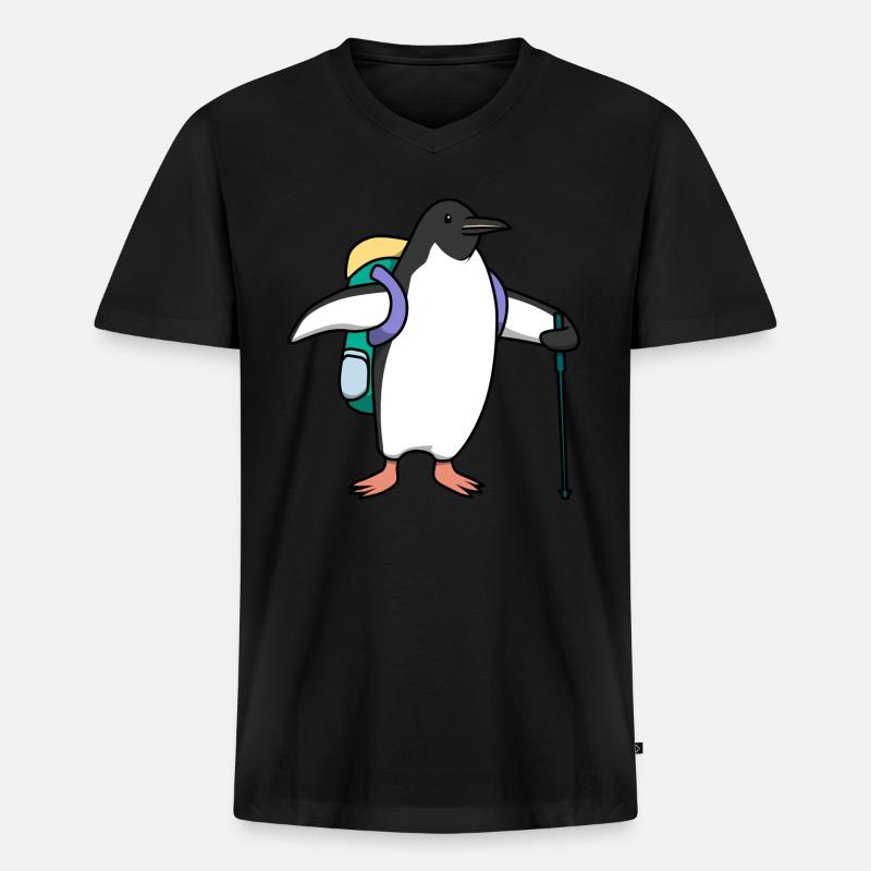 Nette Pinguine Wanderer Adventure Mountains - Männer Premium Bio T-Shirt mit V-Ausschnitt - Schwarz