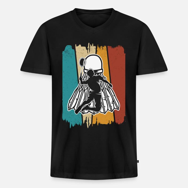 Badminton - Männer Premium Bio T-Shirt mit V-Ausschnitt - Schwarz