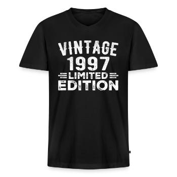 Baujahr 1997 Geburtsjahr Geburtstag 1997 vintage - Männer Premium Bio T-Shirt mit V-Ausschnitt - Schwarz - Vorne - Nico (187cm)