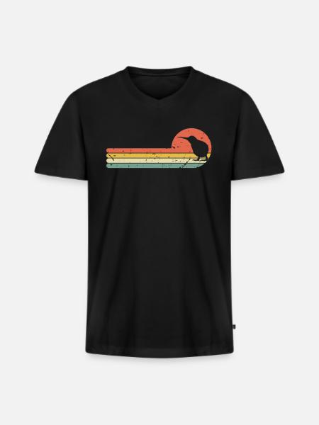 Kiwi Vogel - Männer Premium Bio T-Shirt mit V-Ausschnitt - Schwarz