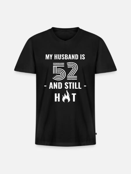 52 years birthday husband - Men's Premium Organic T-shirt with V-neck - black