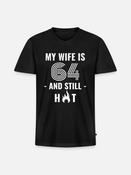 64 years birthday wife gift - Men's Premium Organic T-shirt with V-neck - black