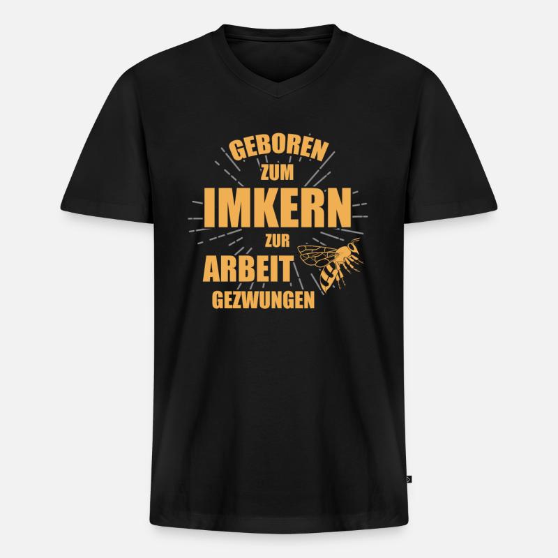 Imker Bienen - Männer Premium Bio T-Shirt mit V-Ausschnitt - Schwarz