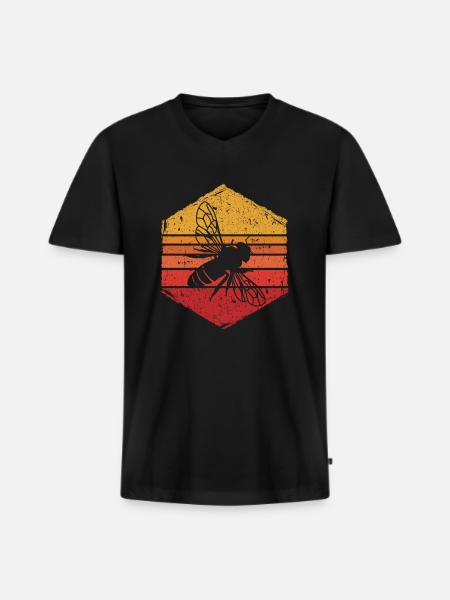 Beekeepers Bees Retro - Men's Premium Organic T-shirt with V-neck - black