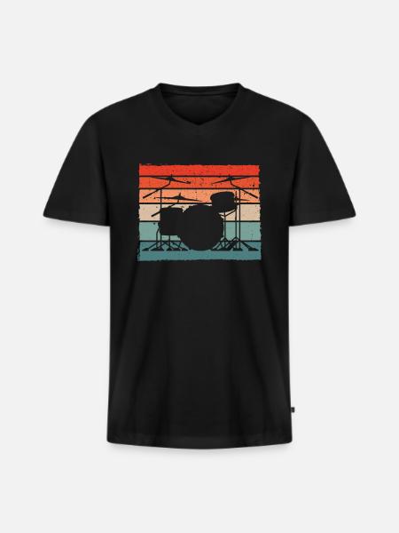 Retro Schlagzeuger Drummer - Men's Premium Organic T-shirt with V-neck - black