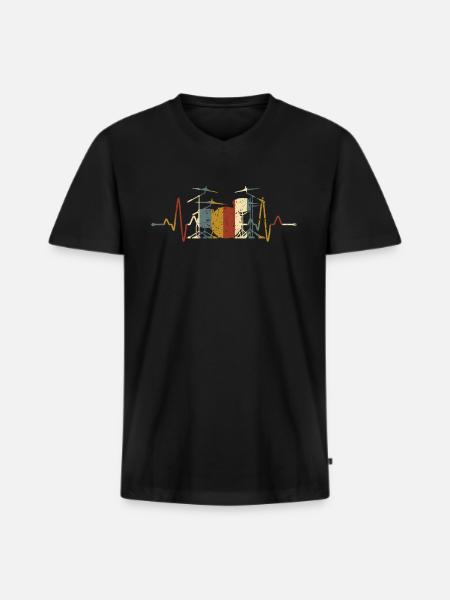 Retro Schlagzeuger Drummer - Men's Premium Organic T-shirt with V-neck - black