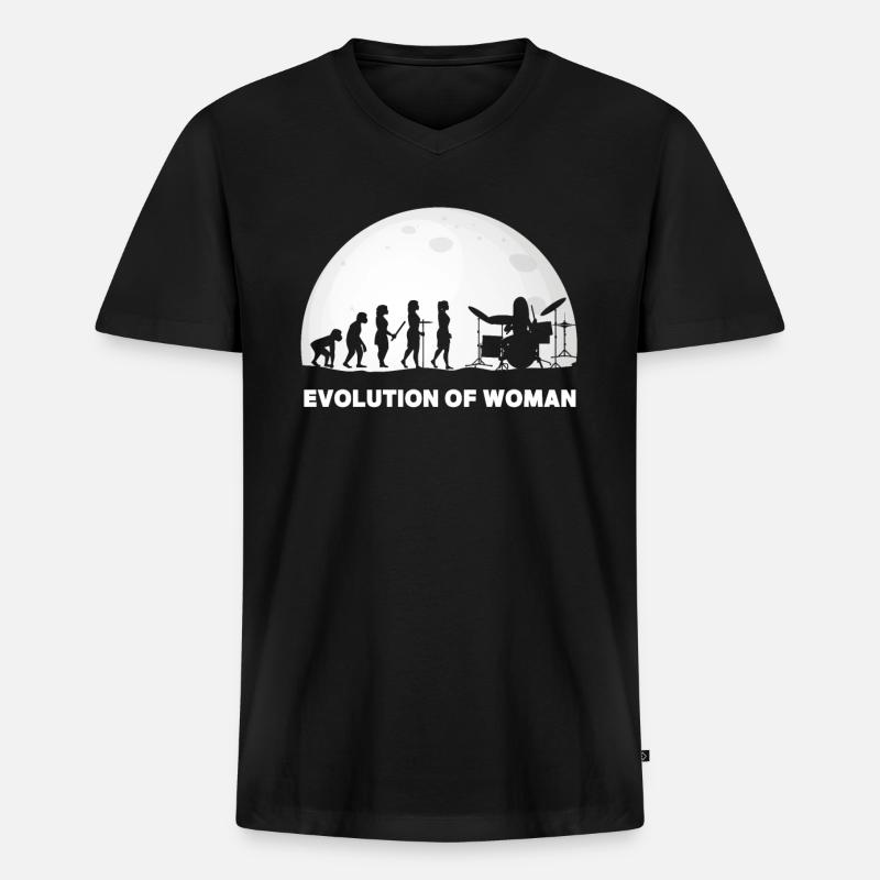 Schlagzeuger Evolution Drummer - Männer Premium Bio T-Shirt mit V-Ausschnitt - Schwarz