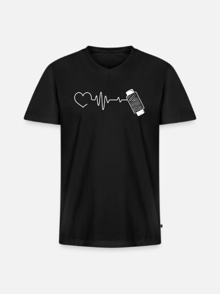 Seamstress Sewing Seamstress - Men's Premium Organic T-shirt with V-neck - black