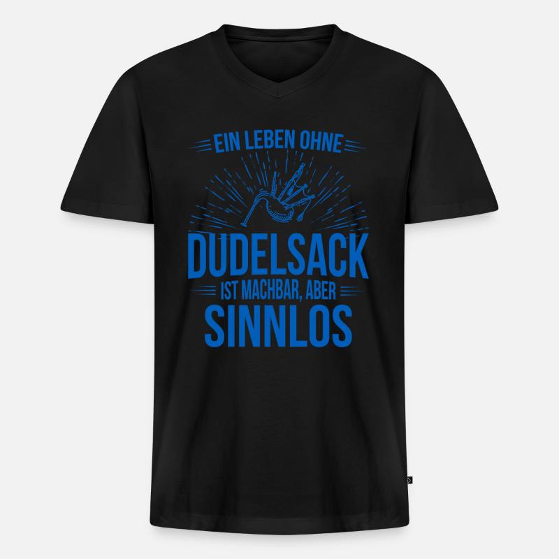 Dudelsack Dudelsackspieler Sackpfeife - Männer Premium Bio T-Shirt mit V-Ausschnitt - Schwarz