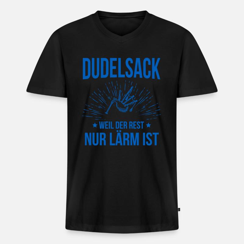 Dudelsack Dudelsackspieler Sackpfeife - Männer Premium Bio T-Shirt mit V-Ausschnitt - Schwarz