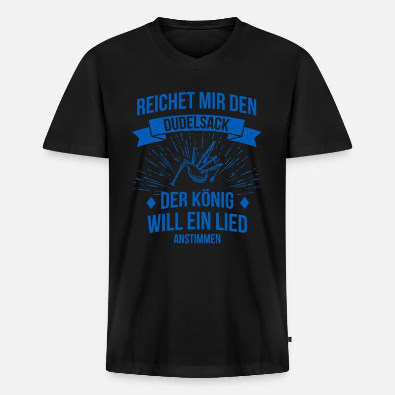 Dudelsack Dudelsackspieler Sackpfeife - Männer Premium Bio T-Shirt mit V-Ausschnitt - Schwarz