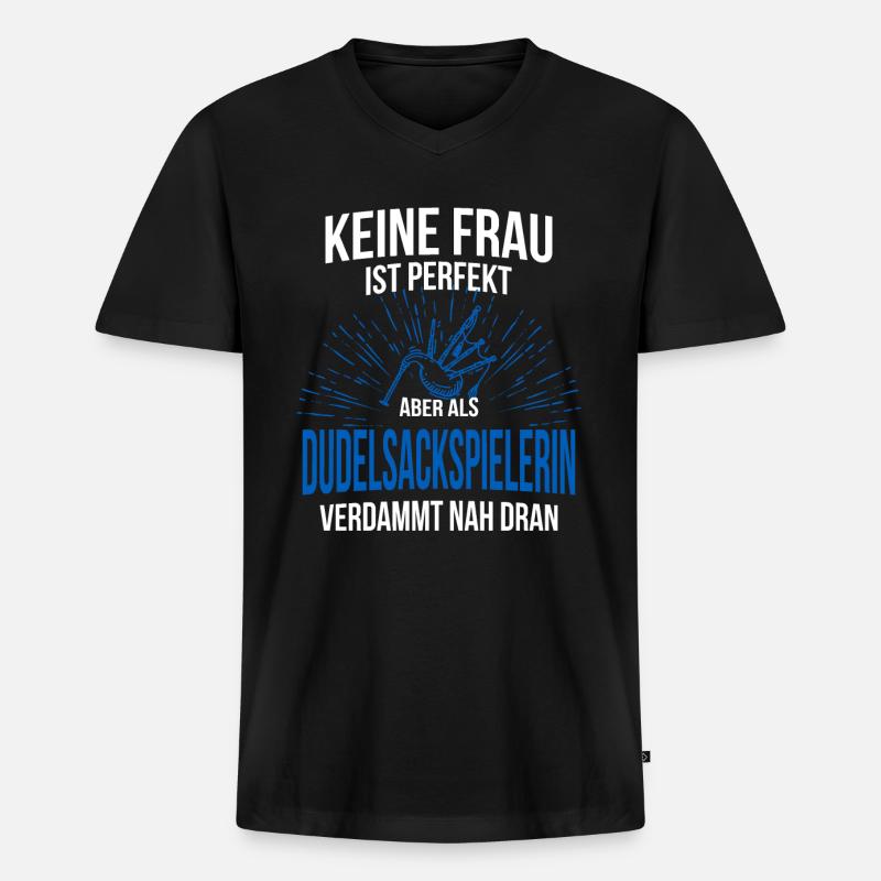 Dudelsack Dudelsackspieler Sackpfeife - Männer Premium Bio T-Shirt mit V-Ausschnitt - Schwarz